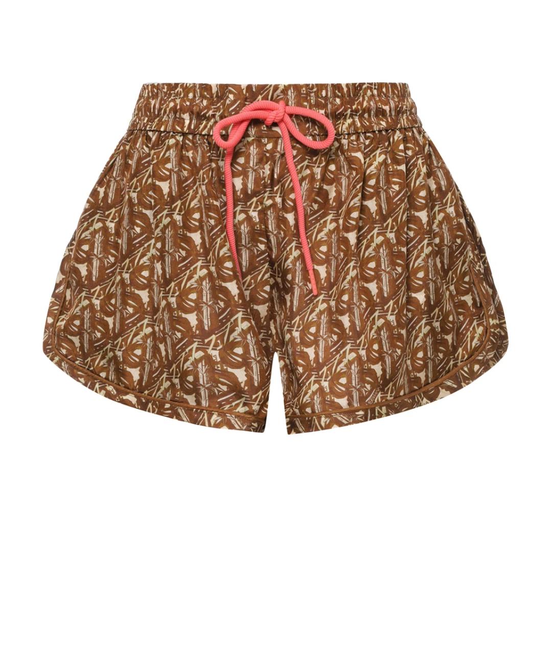 ZIMMERMANN Коричневые шелковые шорты, фото 1