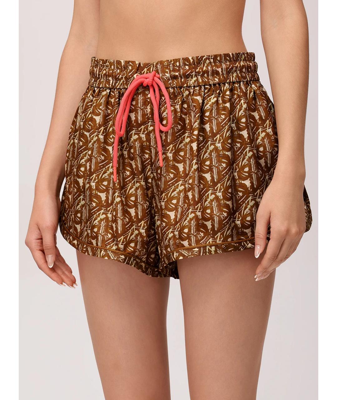 ZIMMERMANN Коричневые шелковые шорты, фото 4