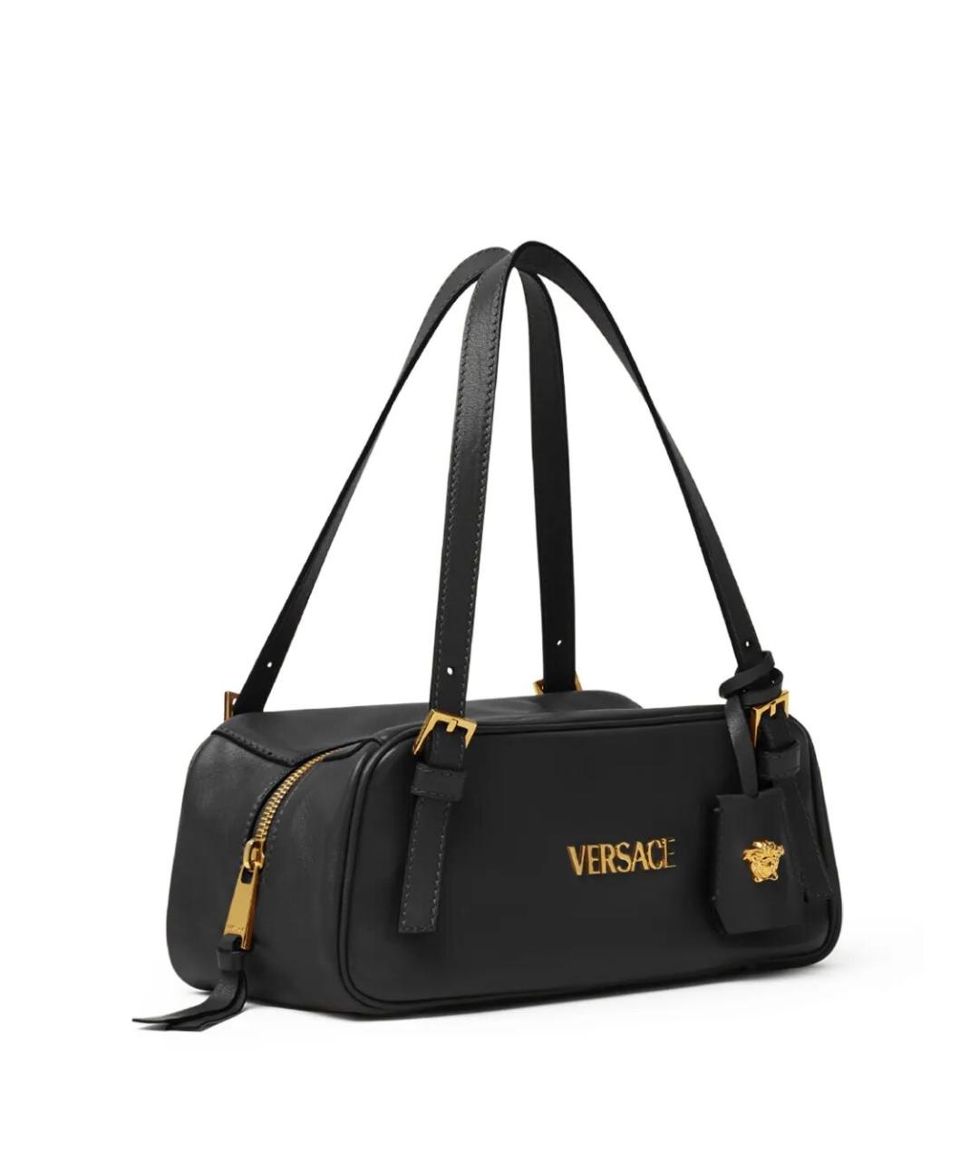 VERSACE Черная кожаная сумка тоут, фото 2