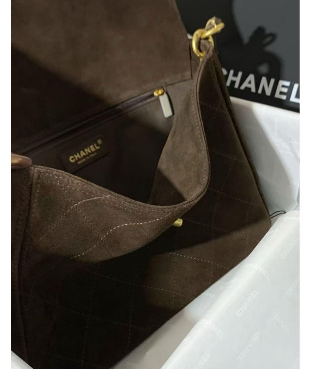 CHANEL Коричневая замшевая сумка через плечо, фото 6