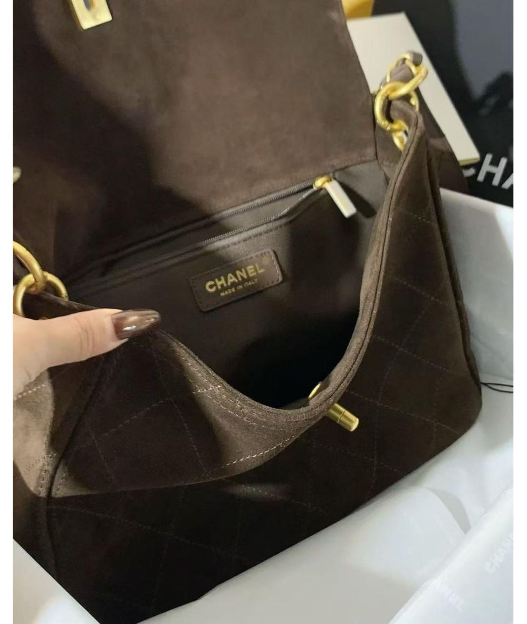 CHANEL Коричневая замшевая сумка через плечо, фото 5