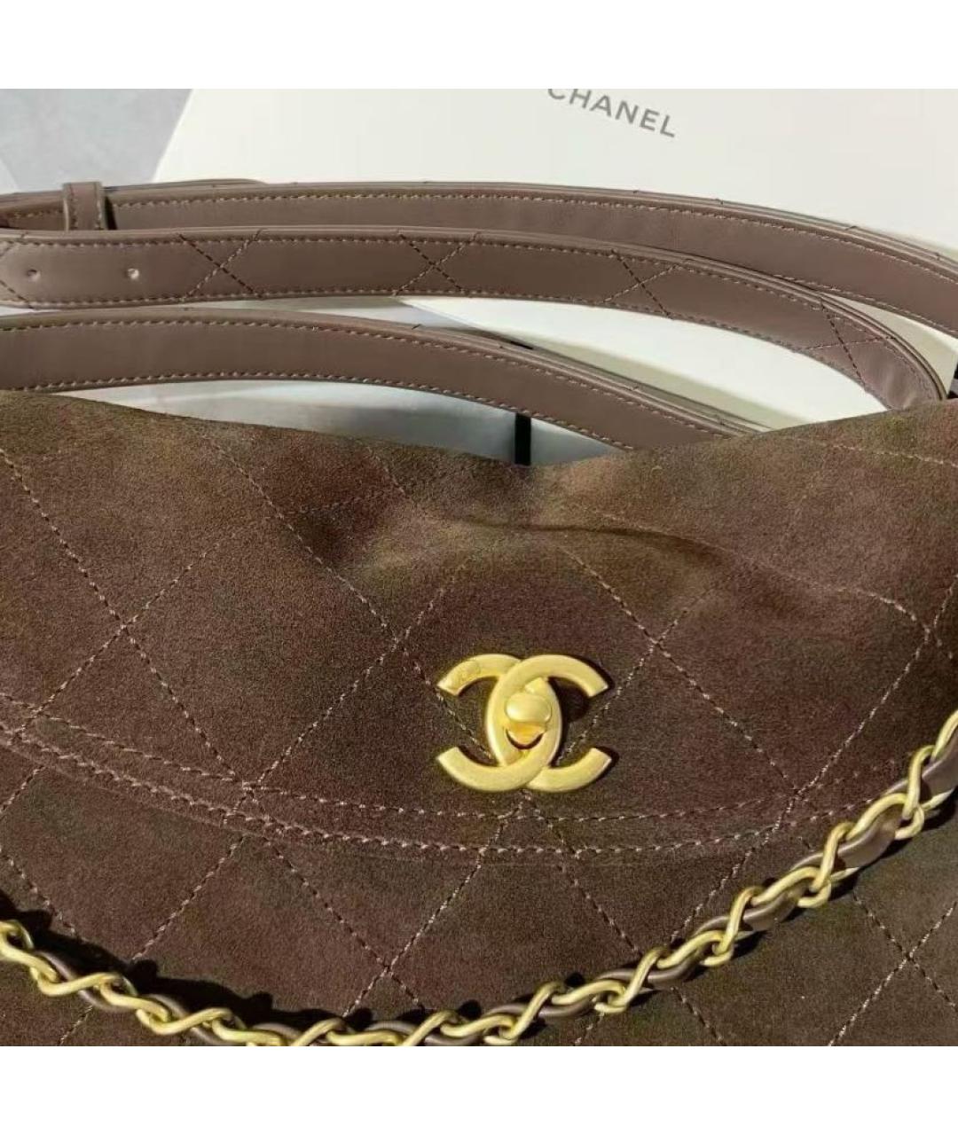 CHANEL Коричневая замшевая сумка через плечо, фото 4