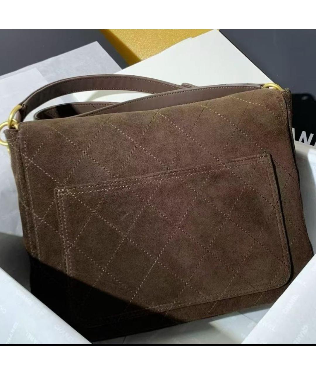 CHANEL Коричневая замшевая сумка через плечо, фото 3