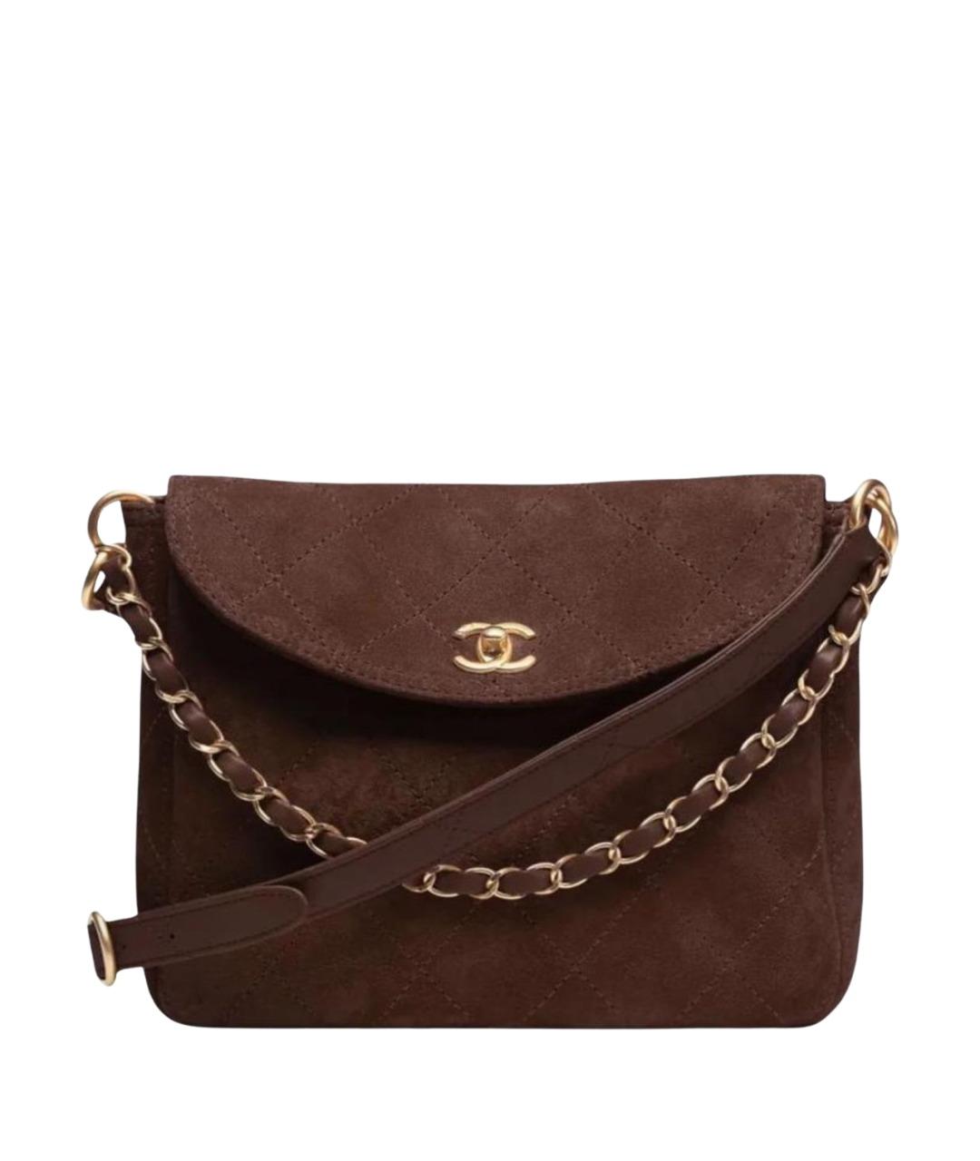 CHANEL Коричневая замшевая сумка через плечо, фото 1