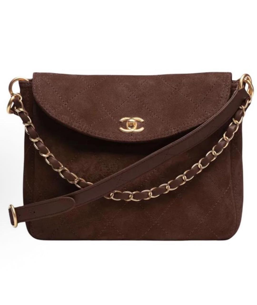 CHANEL Коричневая замшевая сумка через плечо, фото 7