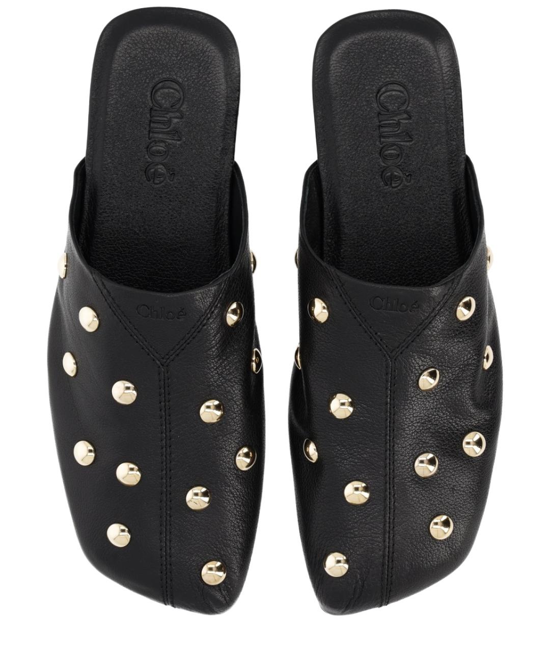 CHLOE Черные кожаные мюли, фото 5