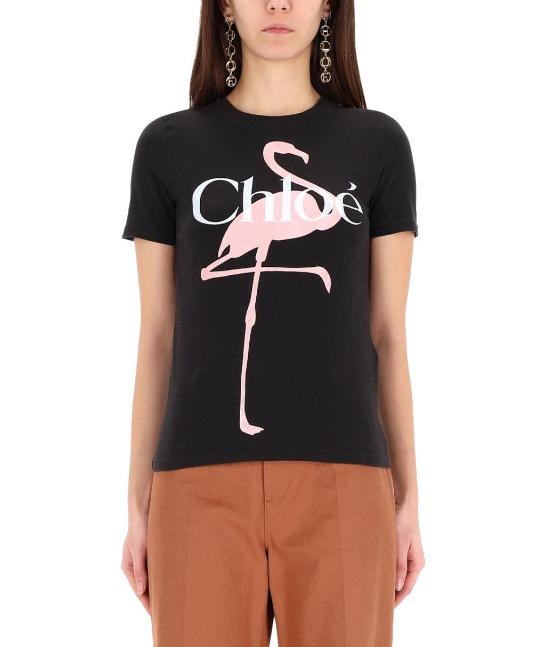 CHLOE Черная хлопковая футболка, фото 3