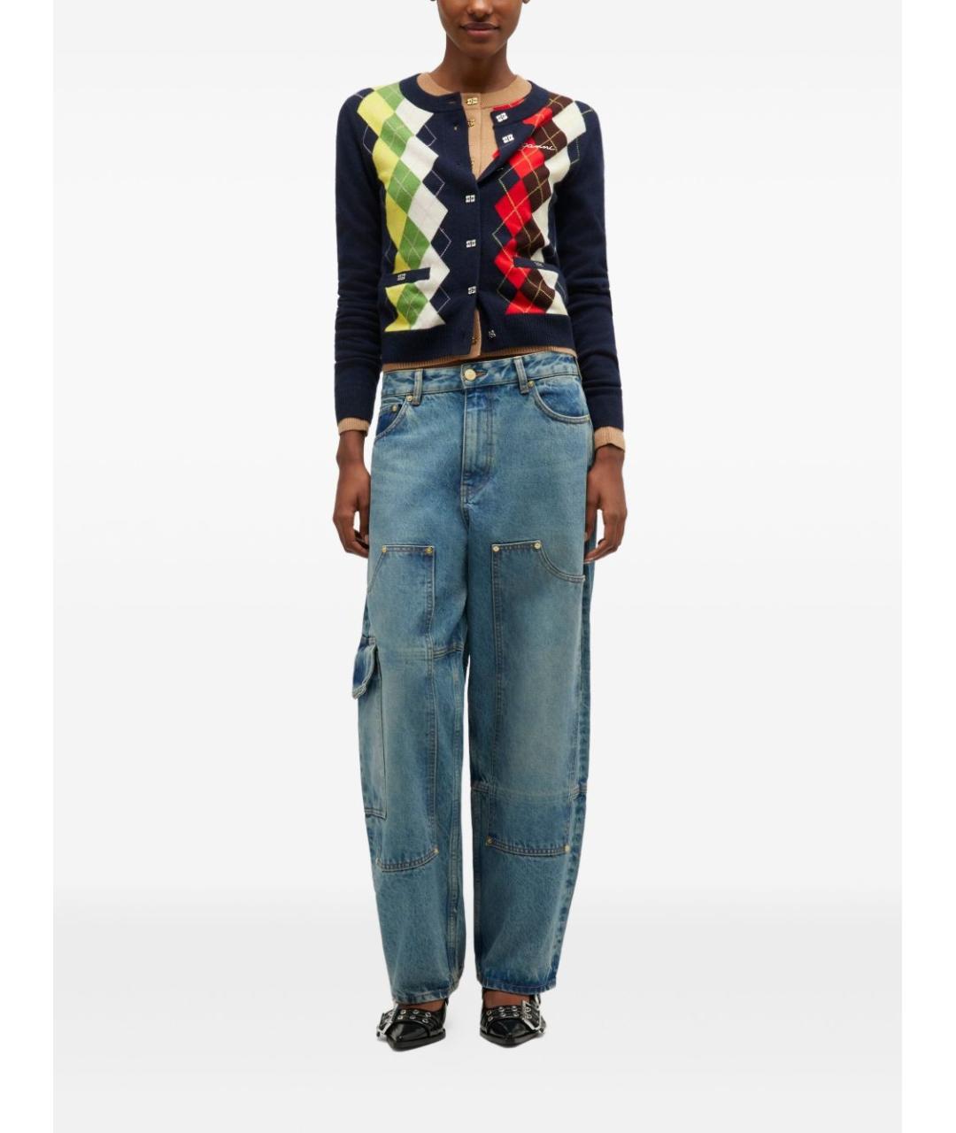 GANNI Синие хлопковые прямые джинсы, фото 3