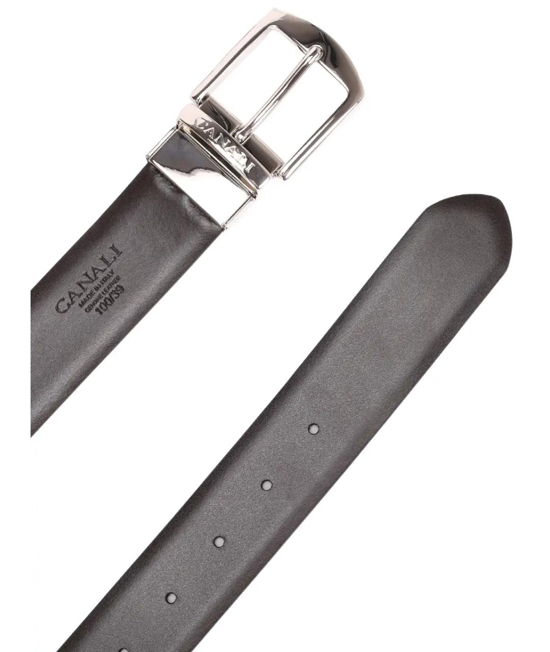 CANALI Черный кожаный ремень, фото 5