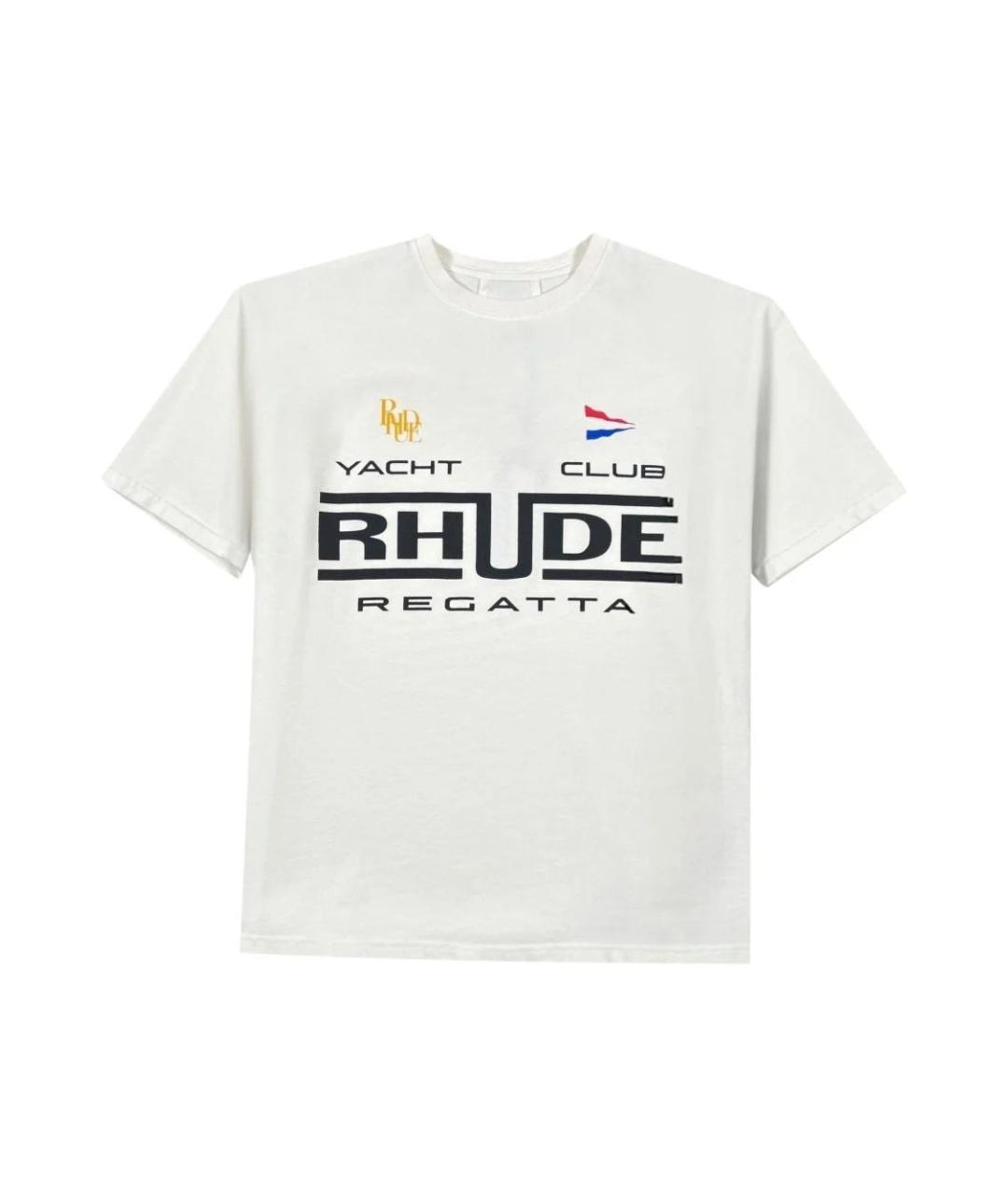 RHUDE Белая хлопковая футболка, фото 1