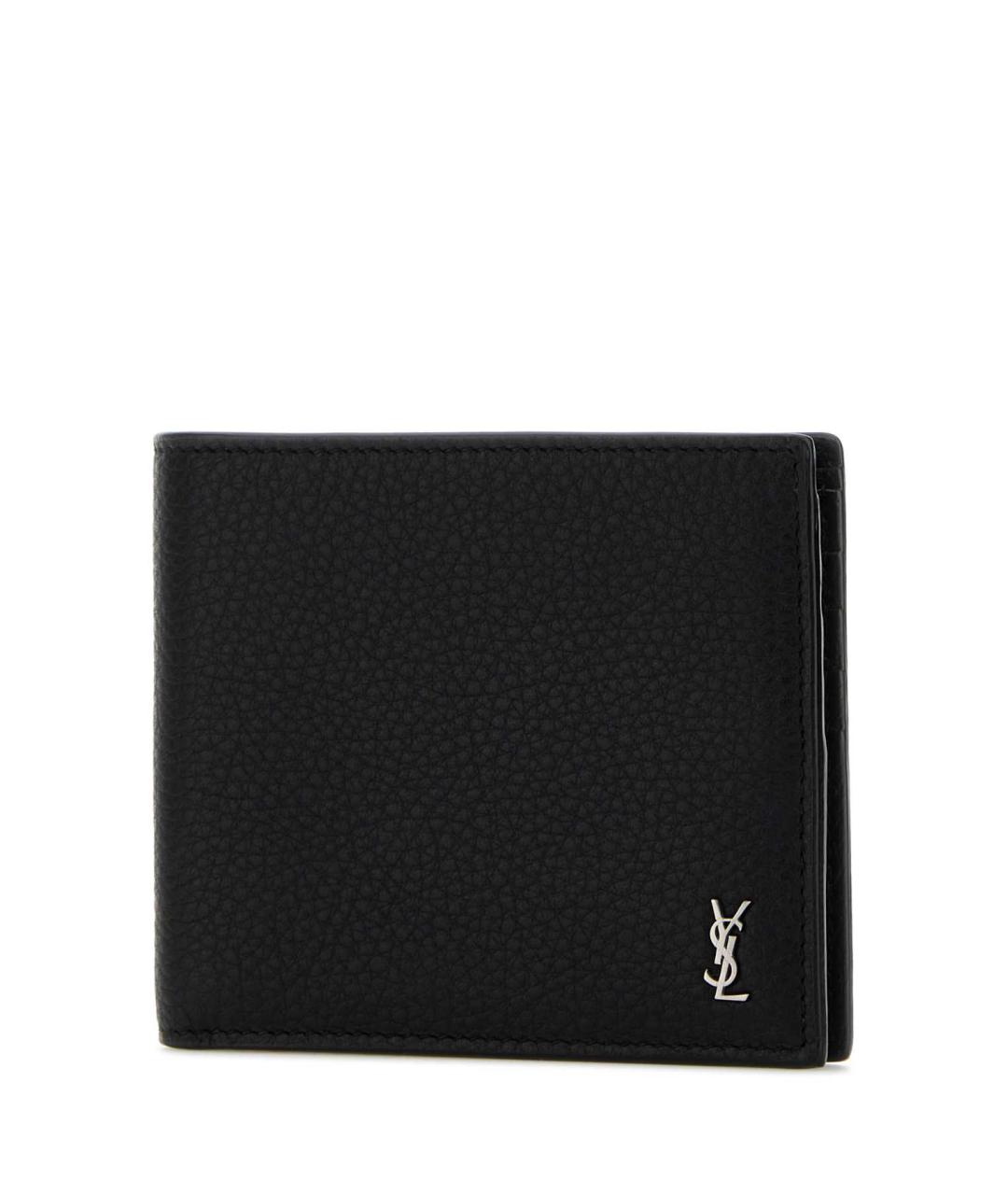SAINT LAURENT Черный кожаный кошелек, фото 2