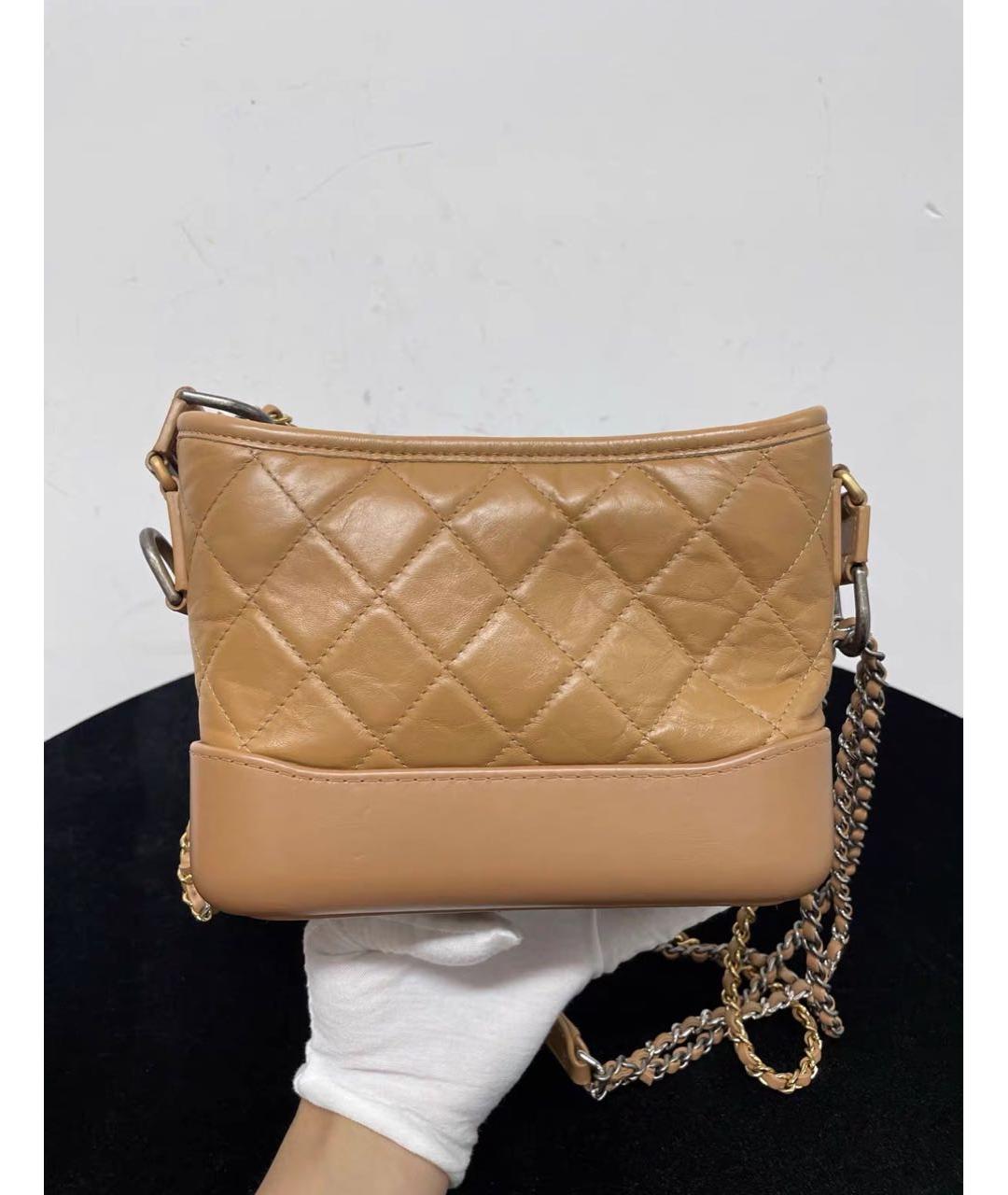 CHANEL Бежевая кожаная сумка через плечо, фото 3