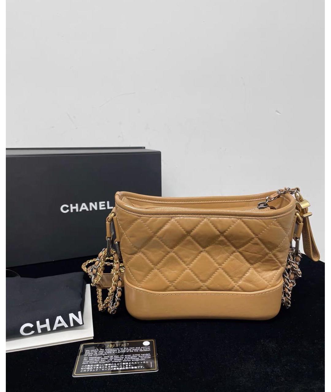 CHANEL Бежевая кожаная сумка через плечо, фото 2