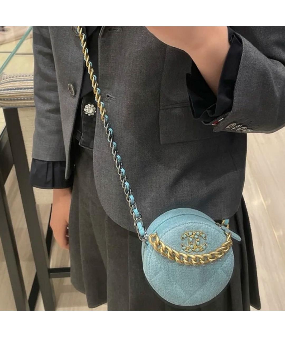 CHANEL Голубая деним сумка через плечо, фото 4