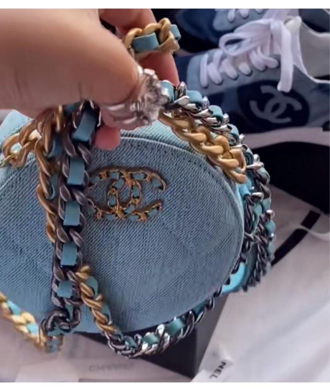 CHANEL Голубая деним сумка через плечо, фото 5