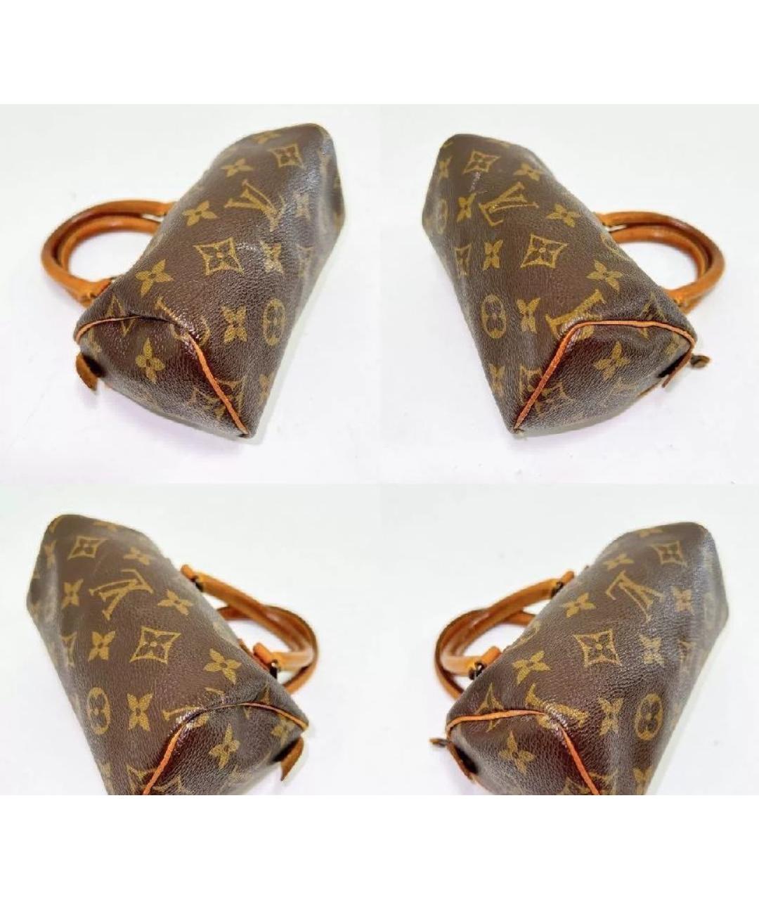 LOUIS VUITTON Коричневая кожаная сумка с короткими ручками, фото 7