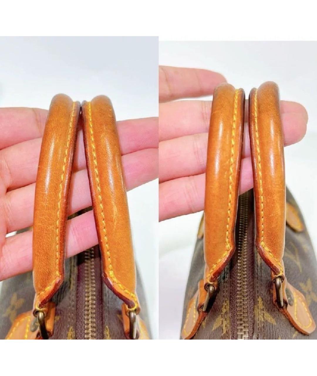 LOUIS VUITTON Коричневая кожаная сумка с короткими ручками, фото 6