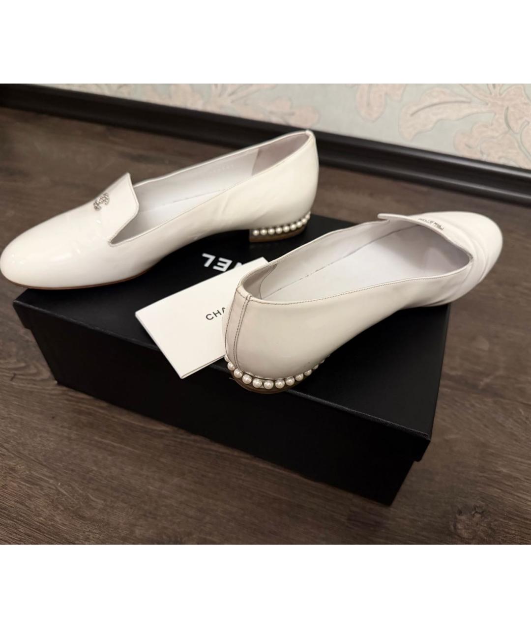 CHANEL Белые кожаные лоферы, фото 8