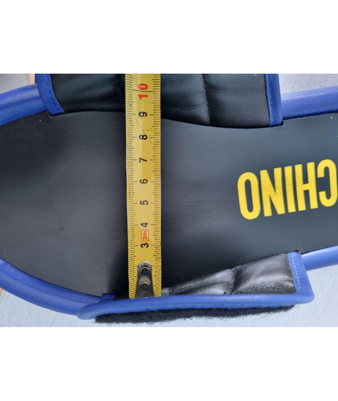 MOSCHINO Синие кожаные шлепанцы, фото 7