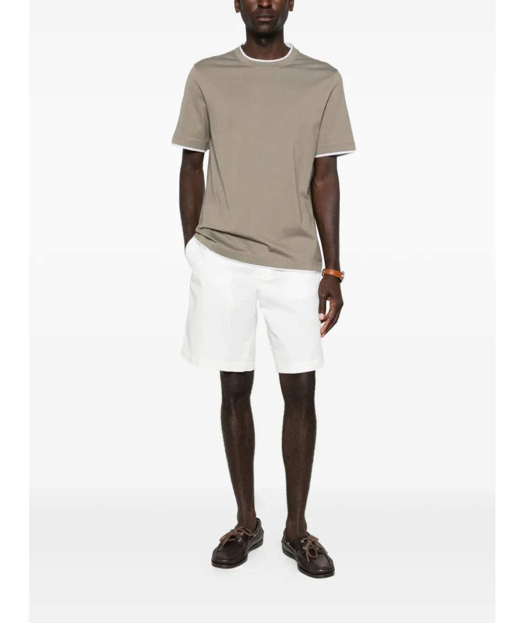 BRUNELLO CUCINELLI Бежевая хлопковая футболка, фото 2