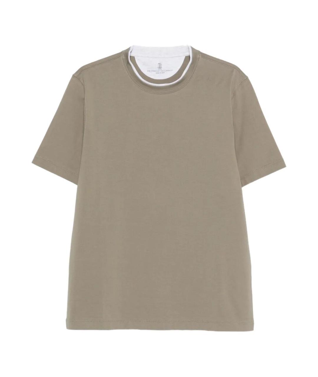 BRUNELLO CUCINELLI Бежевая хлопковая футболка, фото 1
