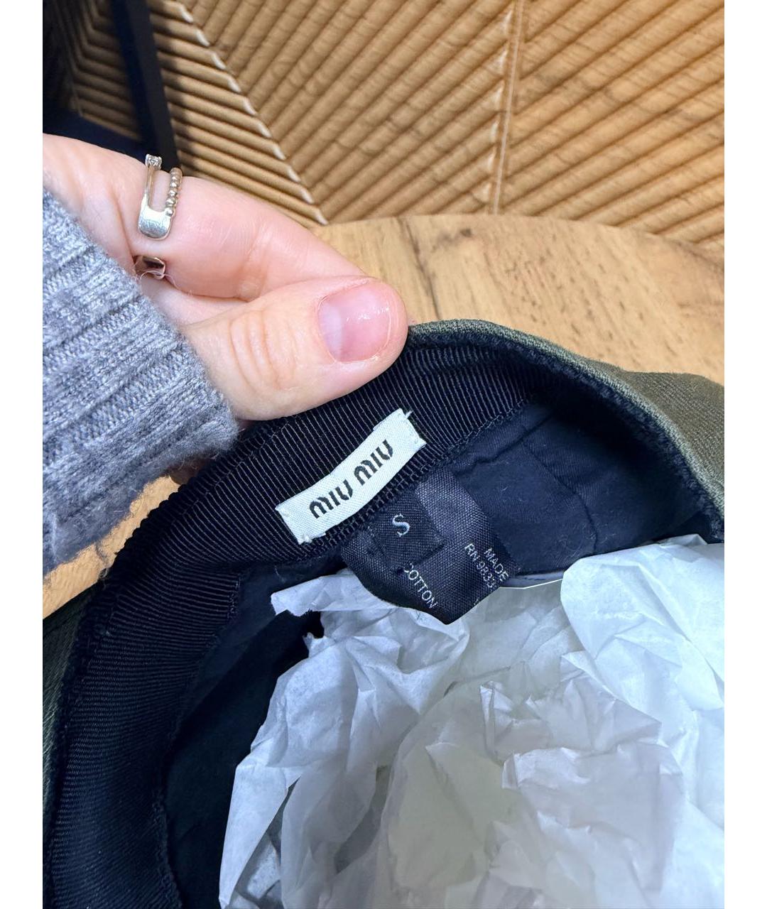 MIU MIU Хаки хлопковая кепка, фото 4