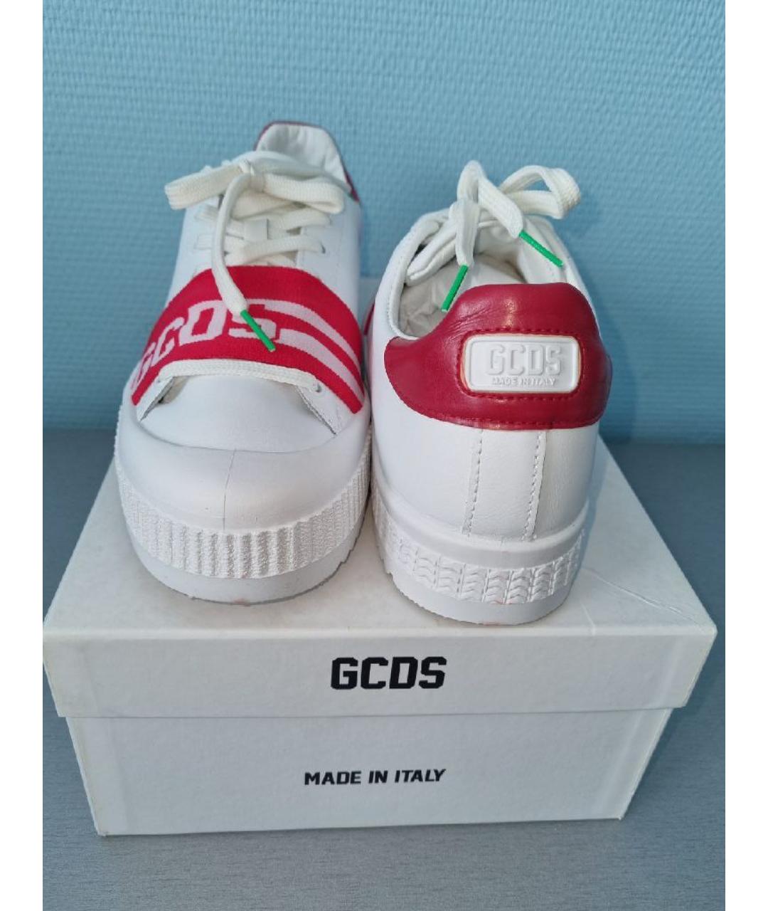 GCDS Белые кожаные низкие кроссовки / кеды, фото 3