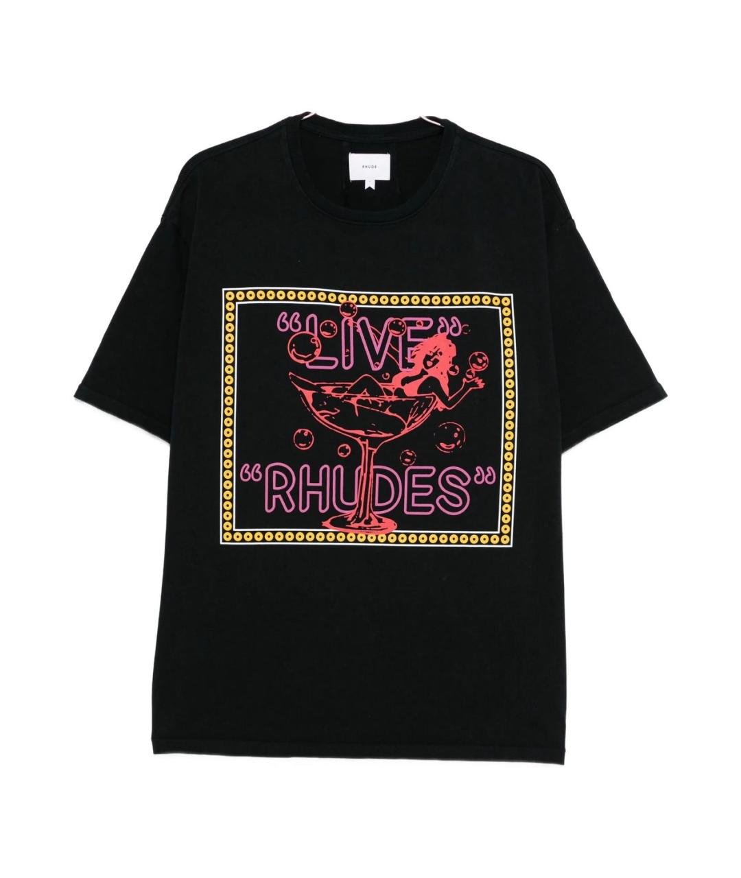 RHUDE Черная хлопковая футболка, фото 1