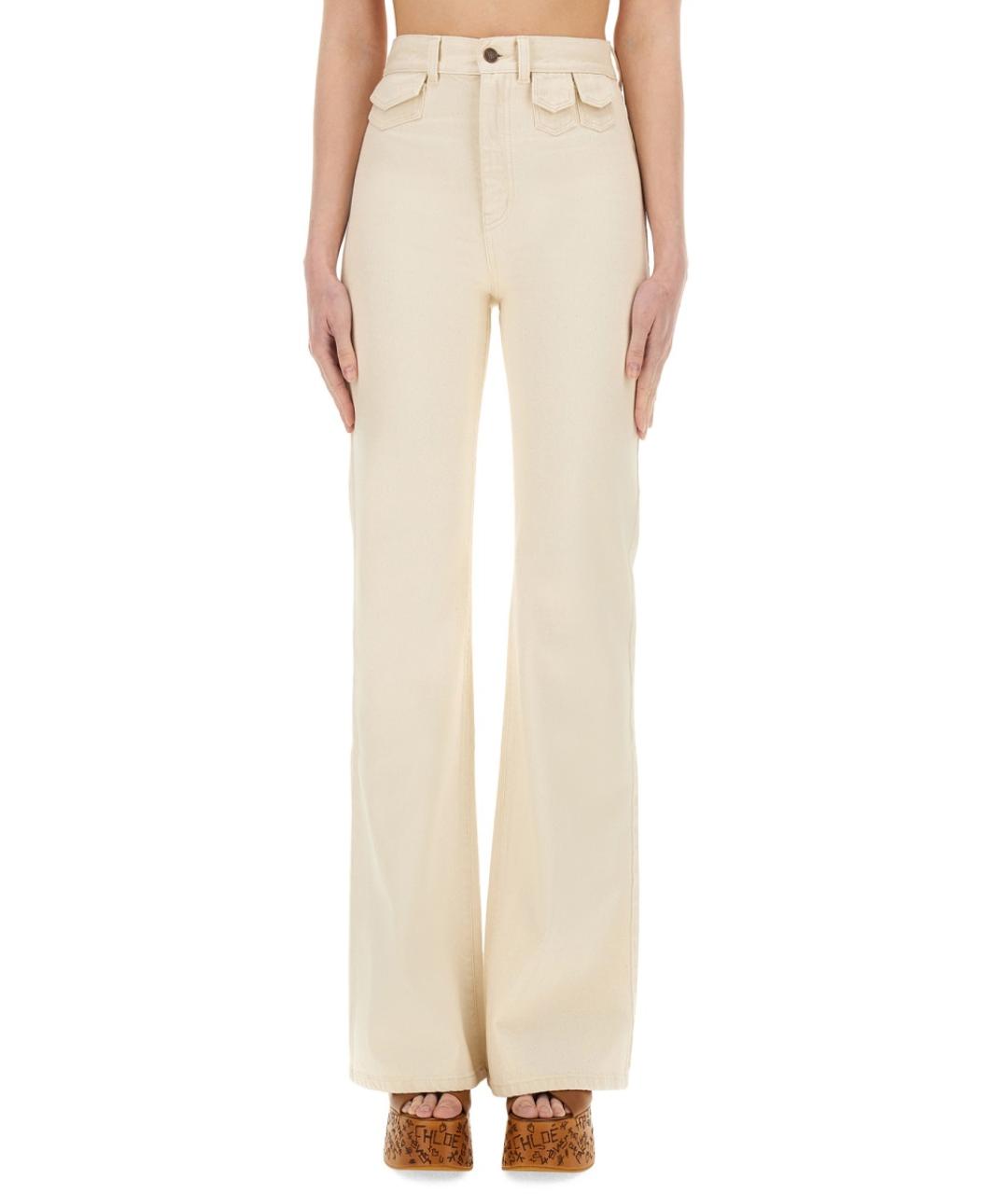 CHLOE Бежевые хлопковые джинсы клеш, фото 2