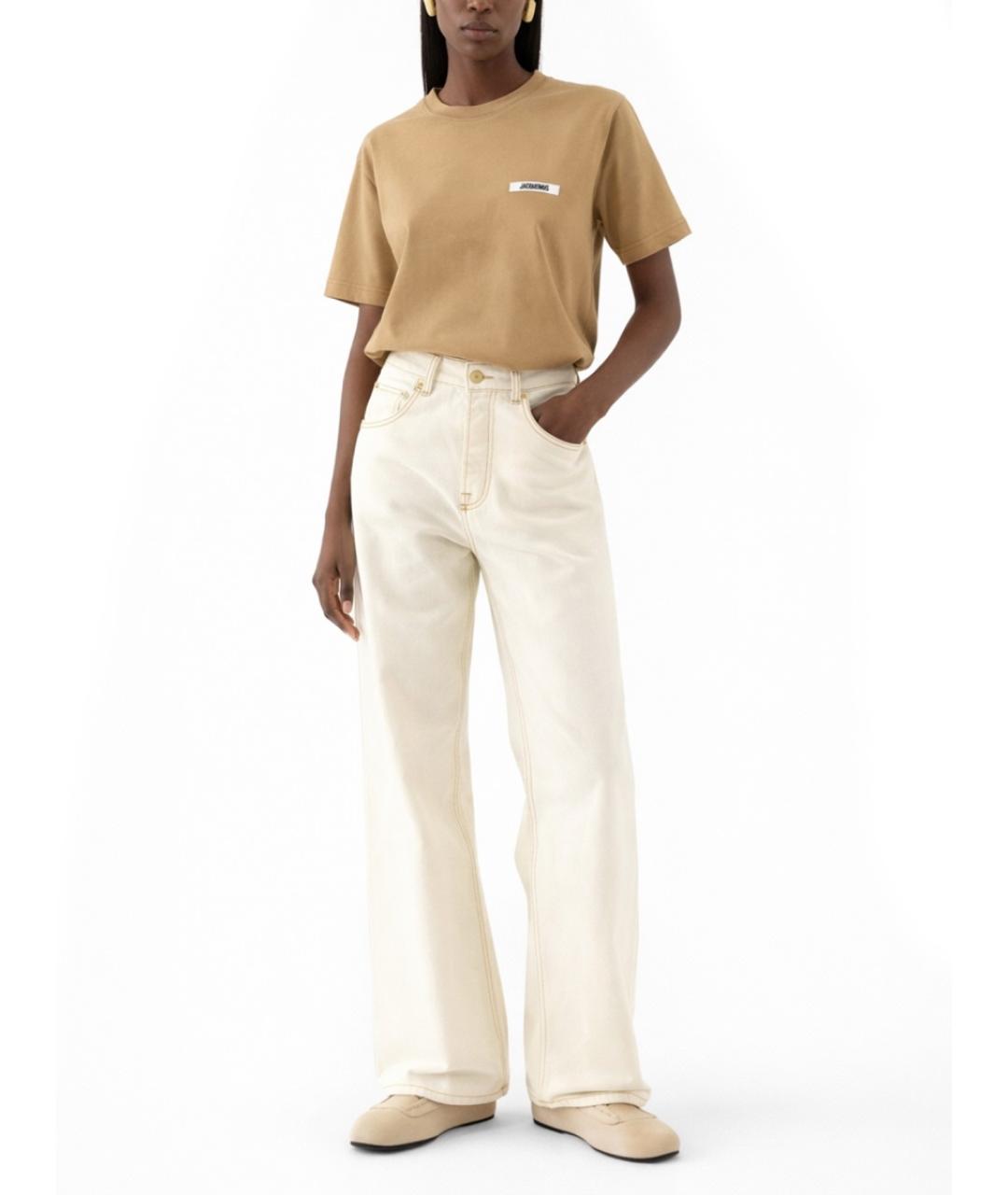 JACQUEMUS Коричневая хлопковая футболка, фото 2