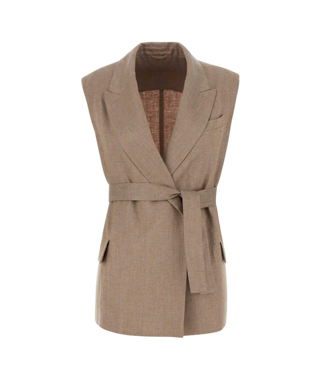 BRUNELLO CUCINELLI Бежевый льняной жилет, фото 1
