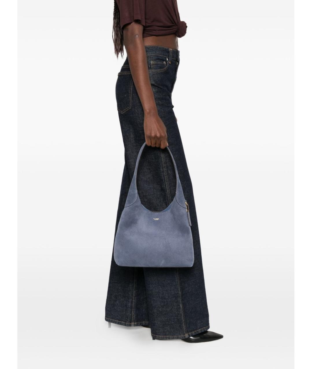 COACH Синяя замшевая сумка через плечо, фото 4