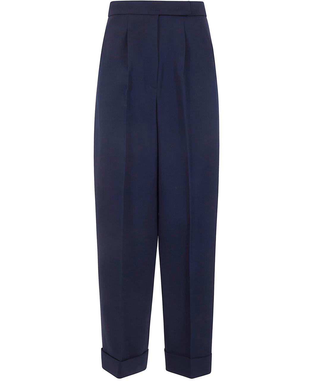 MAX MARA Синие шерстяные прямые брюки, фото 1