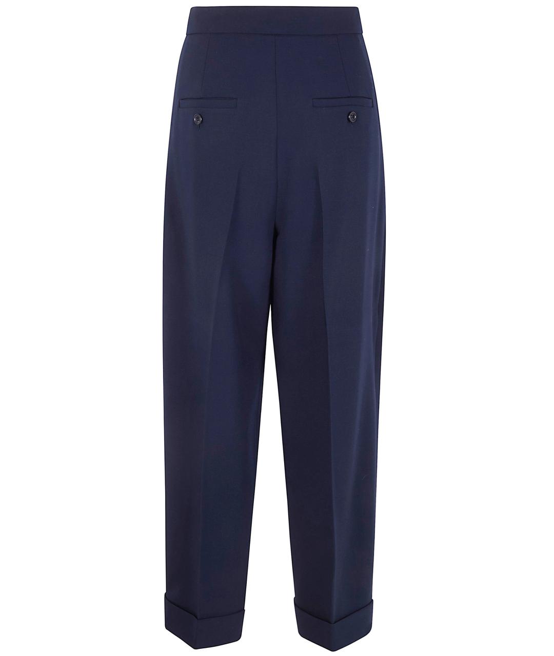 MAX MARA Синие шерстяные прямые брюки, фото 2