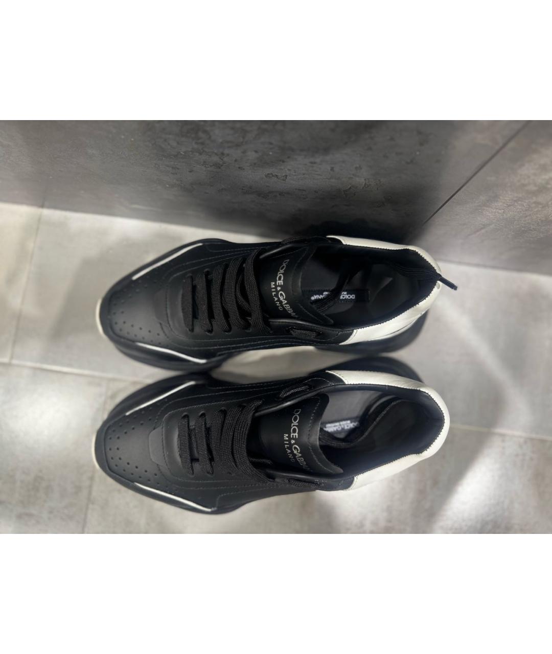 DOLCE&GABBANA Черные кожаные низкие кроссовки / кеды, фото 3