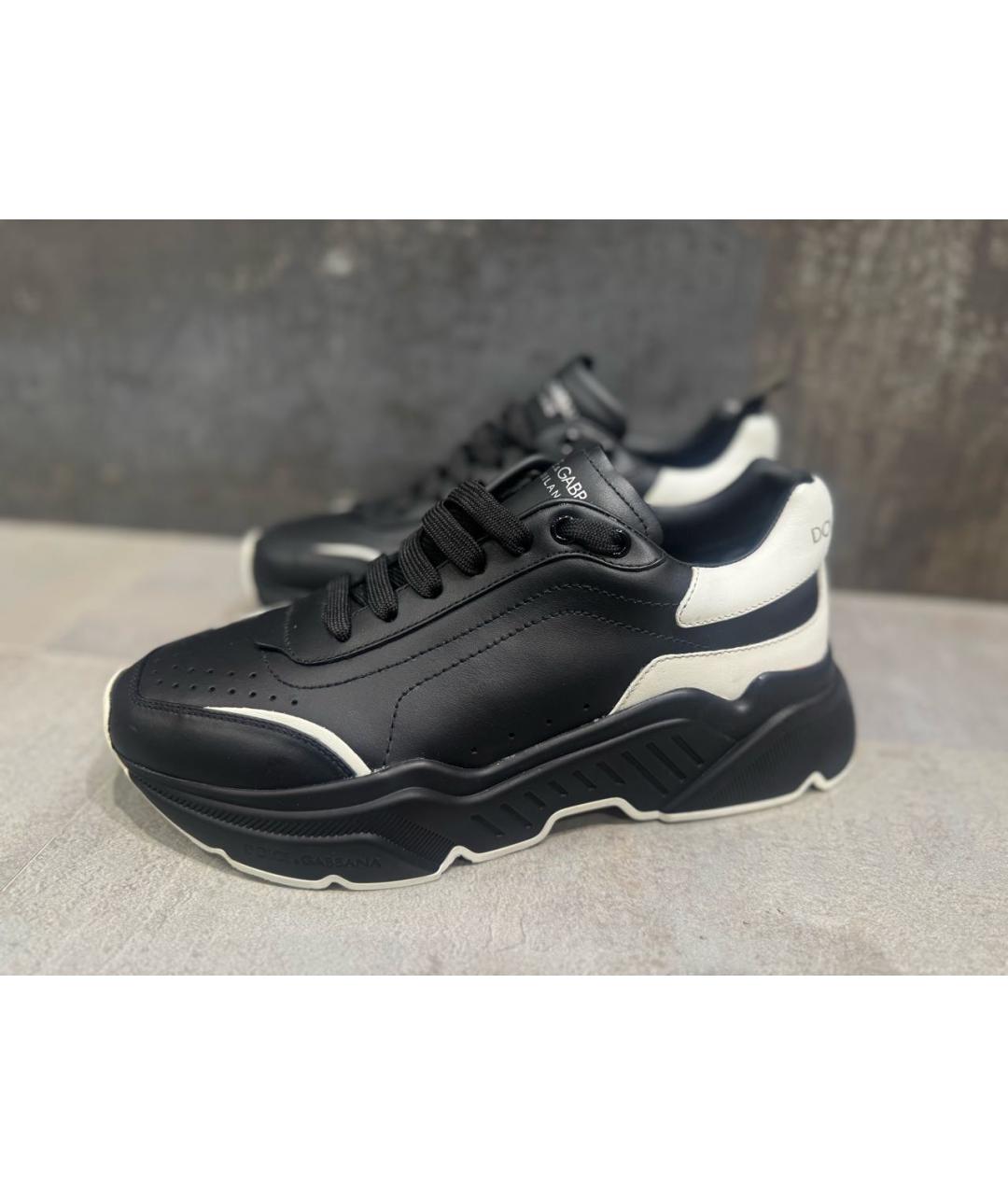 DOLCE&GABBANA Черные кожаные низкие кроссовки / кеды, фото 7