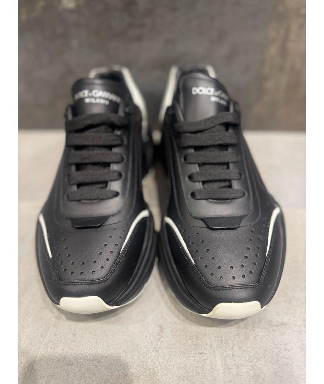 DOLCE&GABBANA Черные кожаные низкие кроссовки / кеды, фото 2