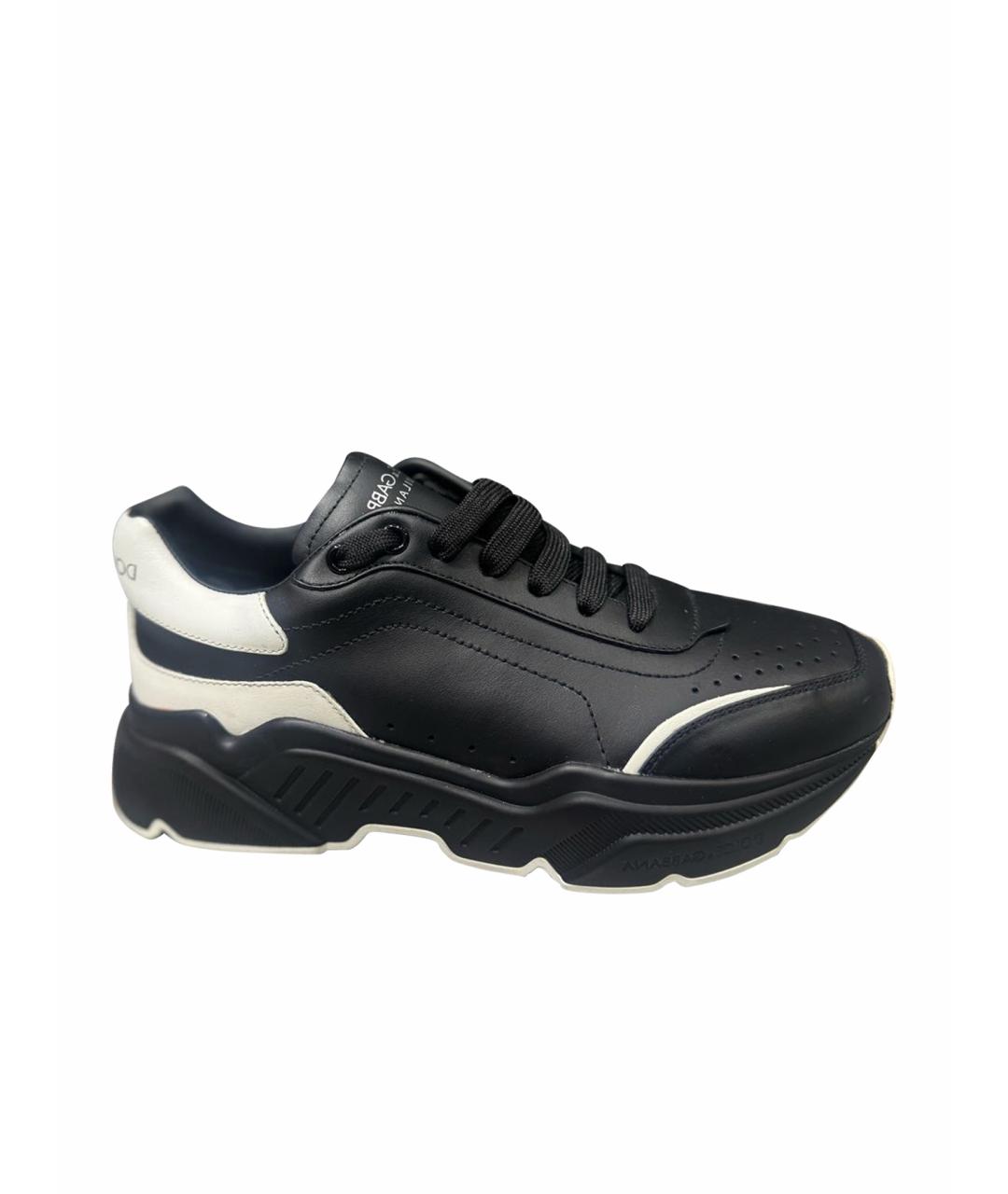 DOLCE&GABBANA Черные кожаные низкие кроссовки / кеды, фото 1