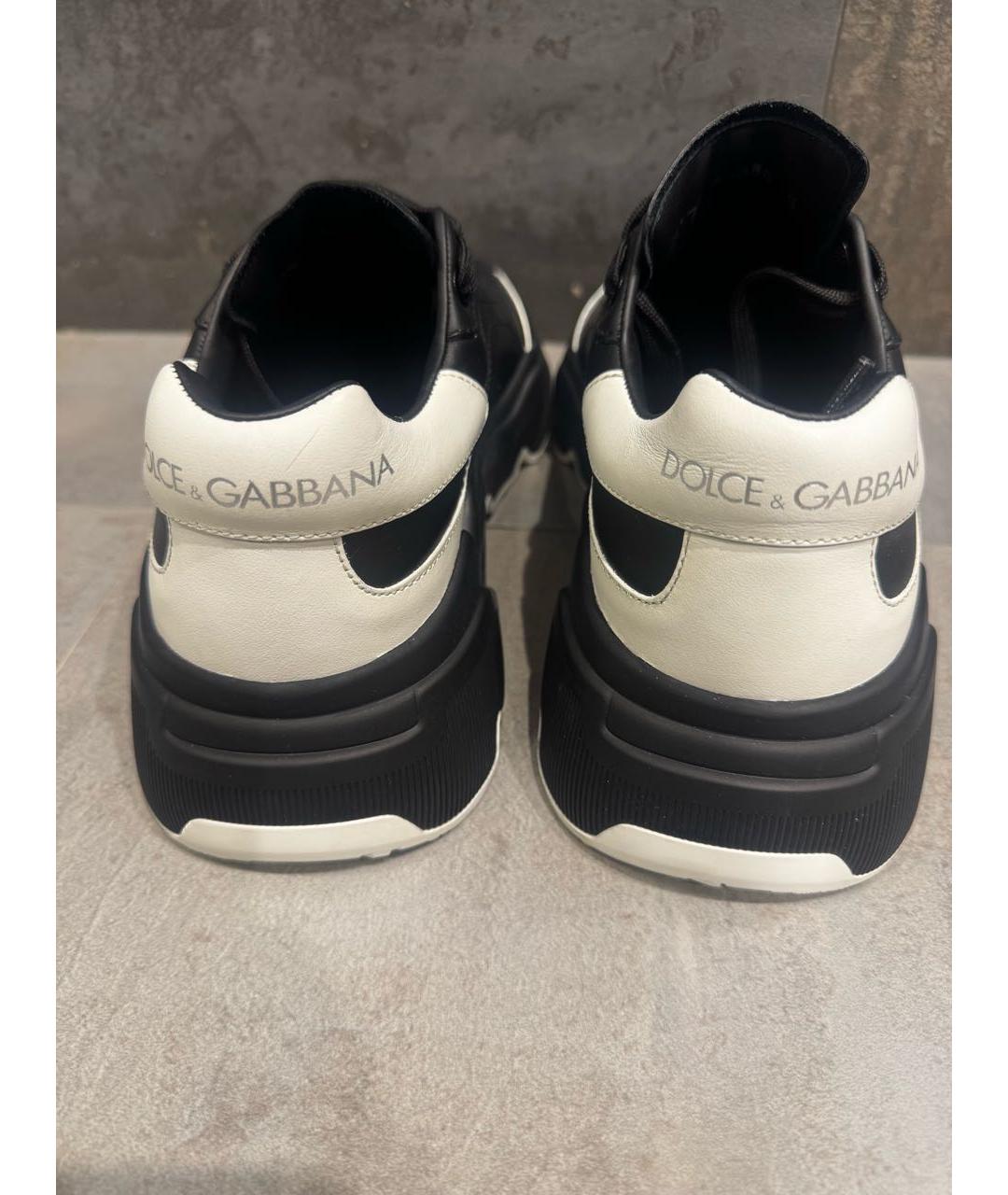 DOLCE&GABBANA Черные кожаные низкие кроссовки / кеды, фото 4