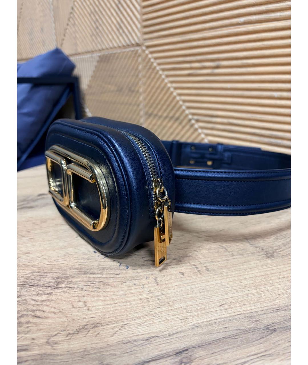 ELISABETTA FRANCHI Черная кожаная поясная сумка, фото 3