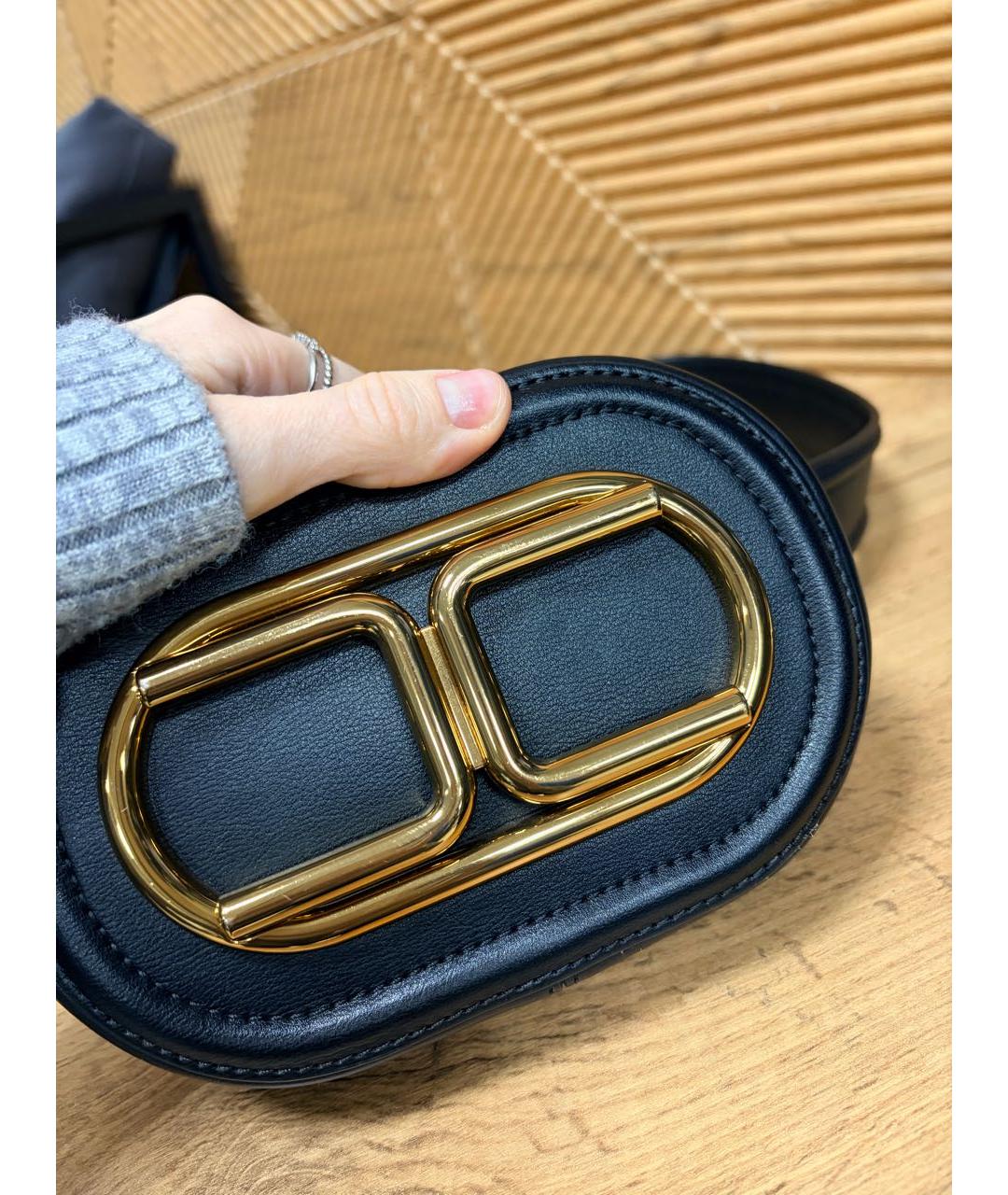 ELISABETTA FRANCHI Черная кожаная поясная сумка, фото 6