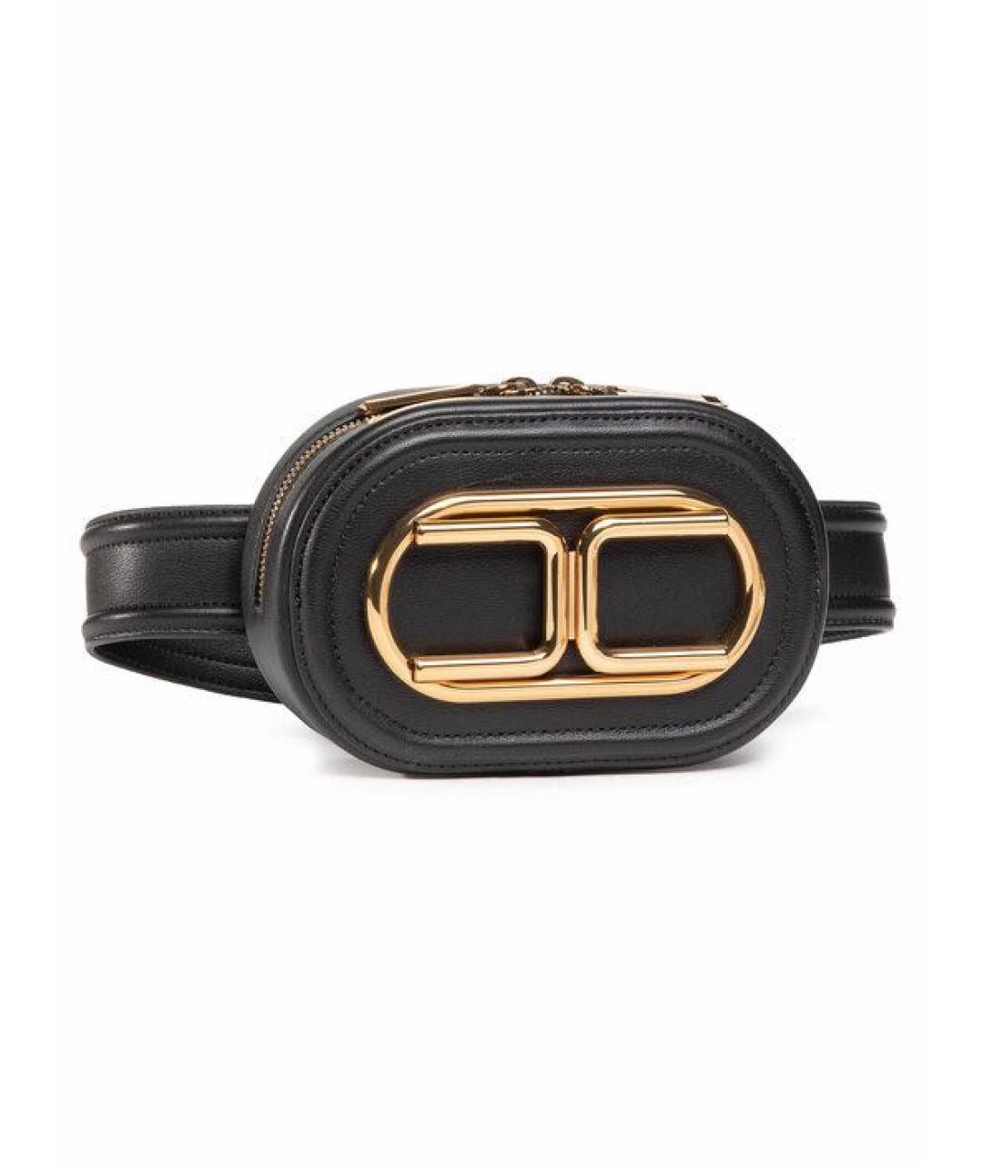 ELISABETTA FRANCHI Черная кожаная поясная сумка, фото 1