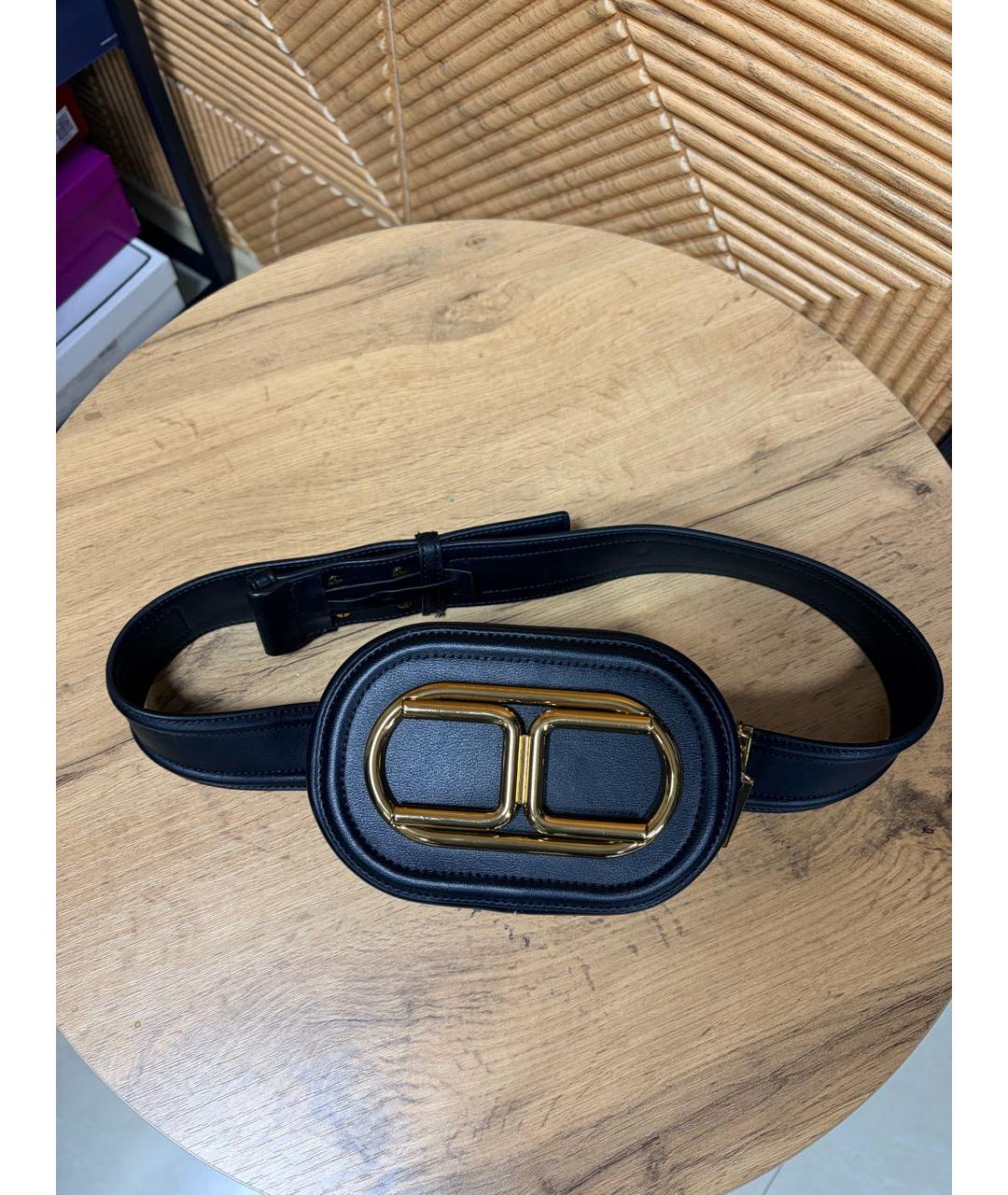 ELISABETTA FRANCHI Черная кожаная поясная сумка, фото 2