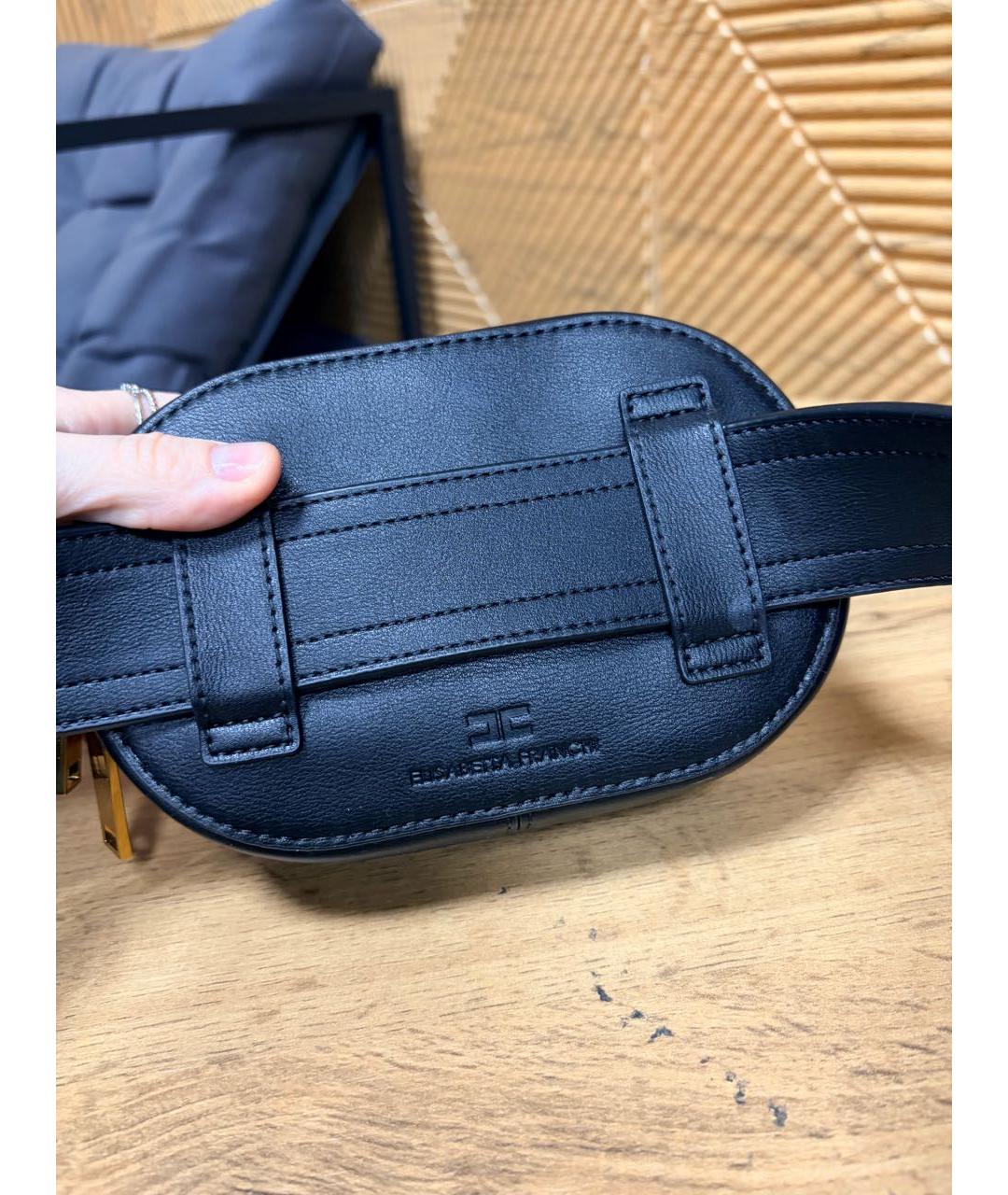 ELISABETTA FRANCHI Черная кожаная поясная сумка, фото 5