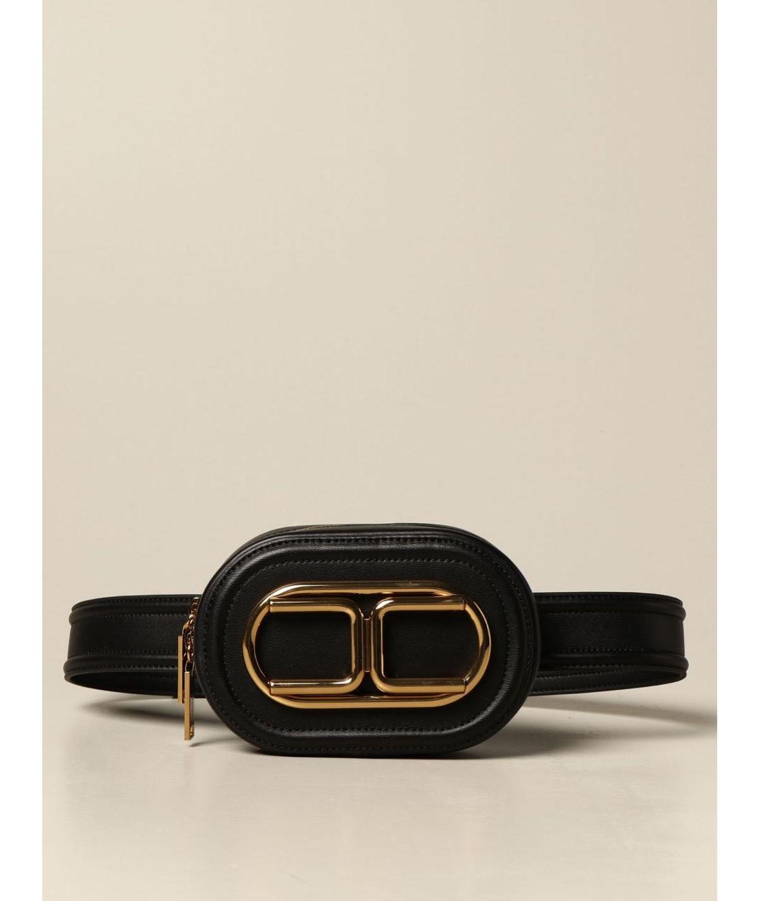 ELISABETTA FRANCHI Черная кожаная поясная сумка, фото 8