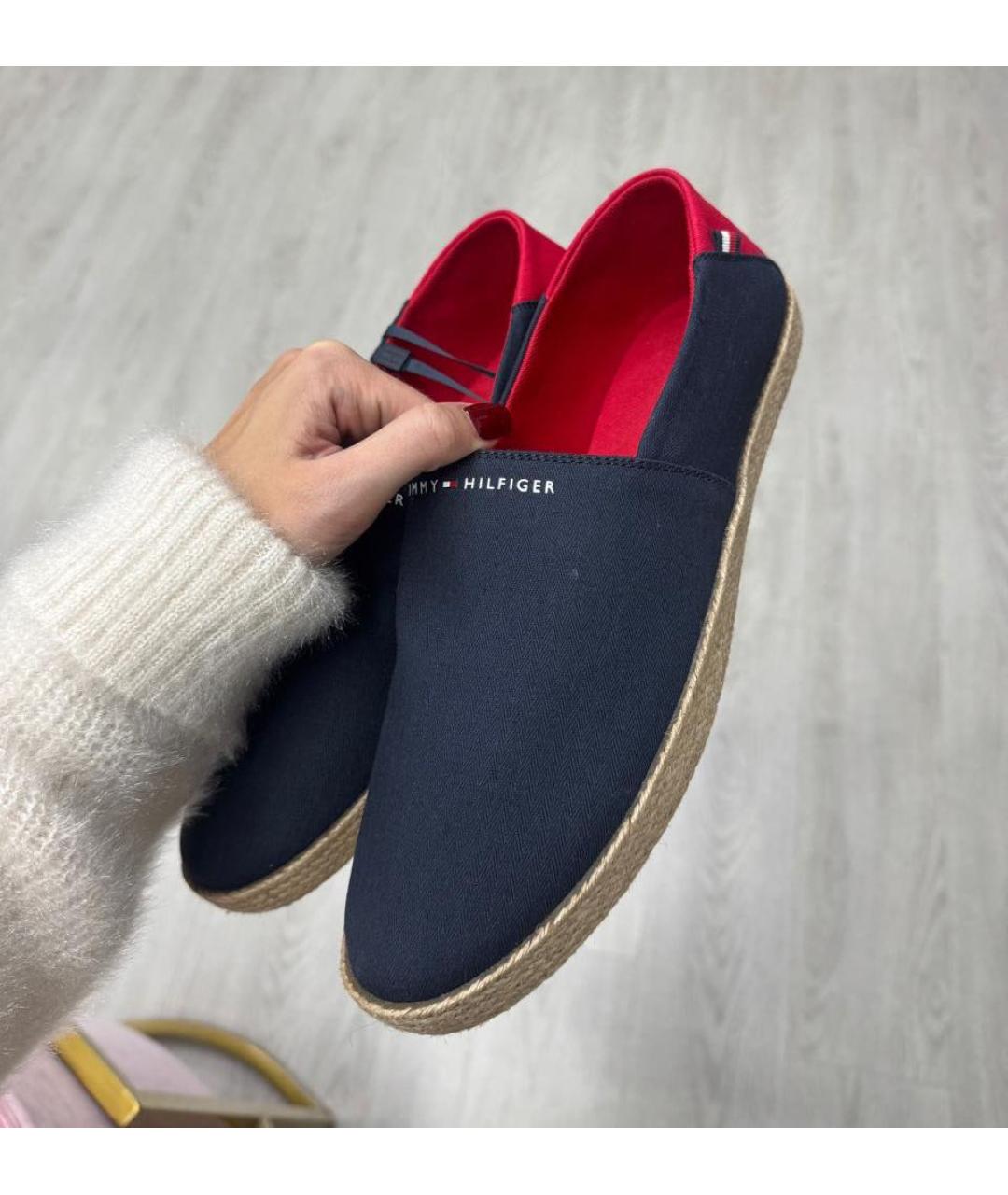 TOMMY HILFIGER Темно-синие текстильные слипоны, фото 4