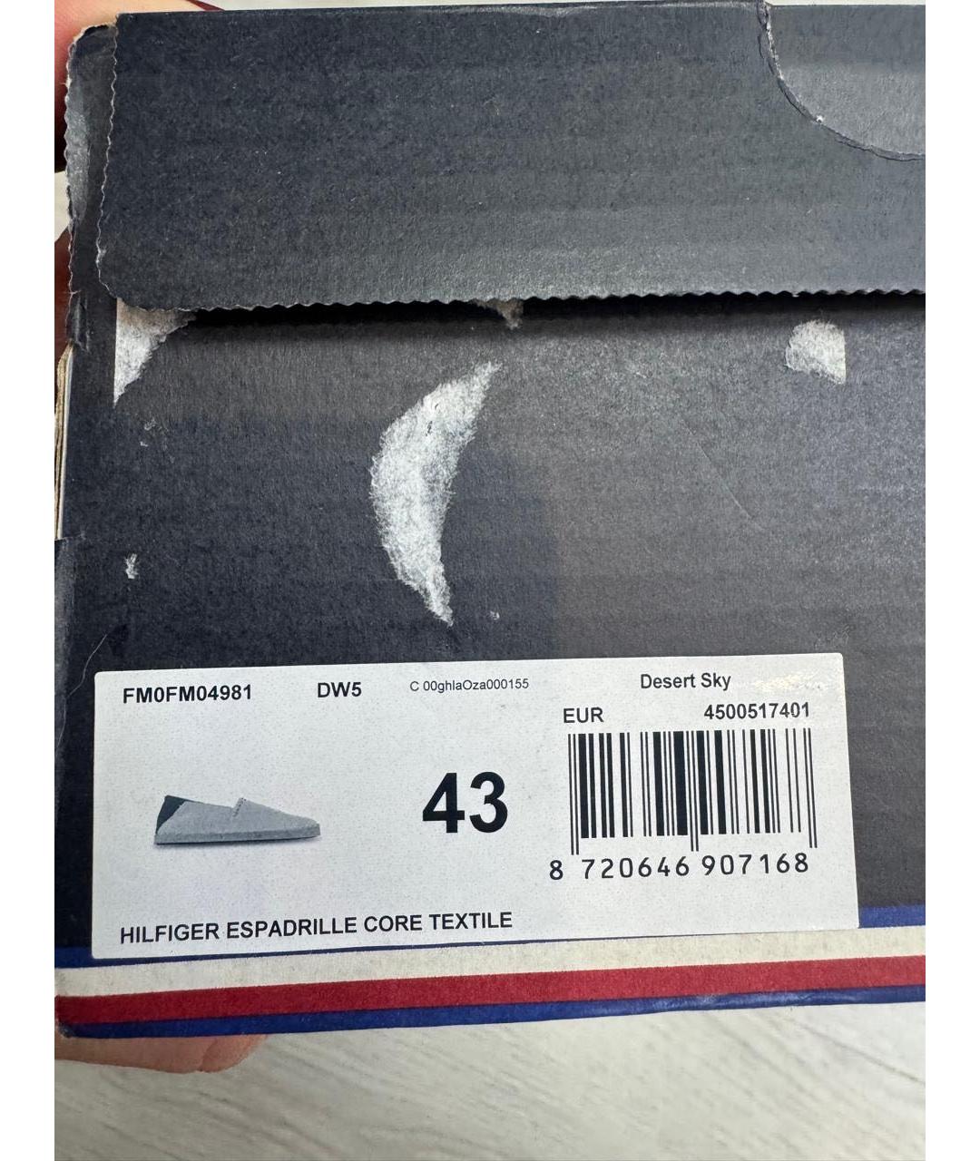 TOMMY HILFIGER Темно-синие текстильные слипоны, фото 7