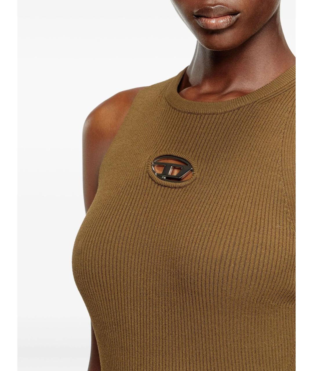 DIESEL Коричневое полиэстеровое повседневное платье, фото 2