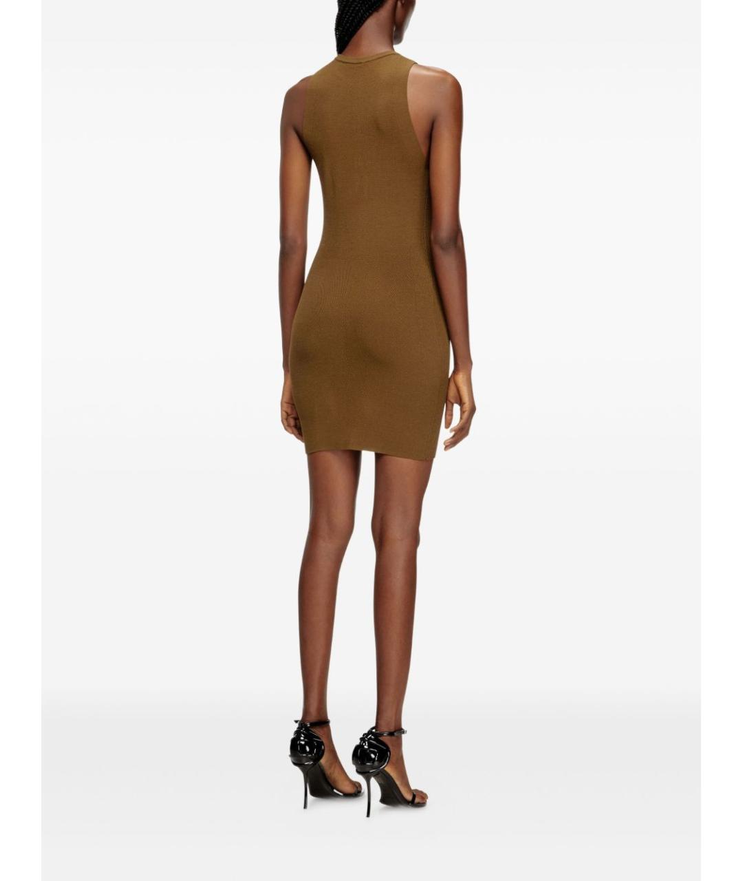 DIESEL Коричневое полиэстеровое повседневное платье, фото 3