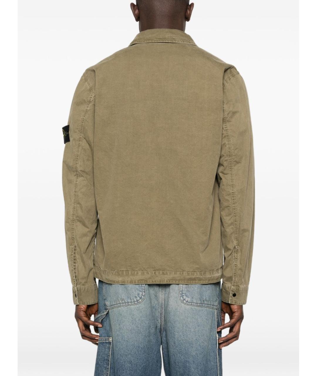 STONE ISLAND Хаки хлопковая кэжуал рубашка, фото 5